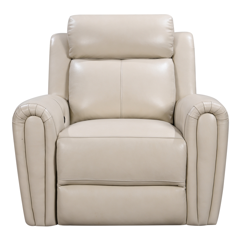 Leather Lusso Kona Modern Genuine Leather & Hardwood Recliner Chair in Cream
