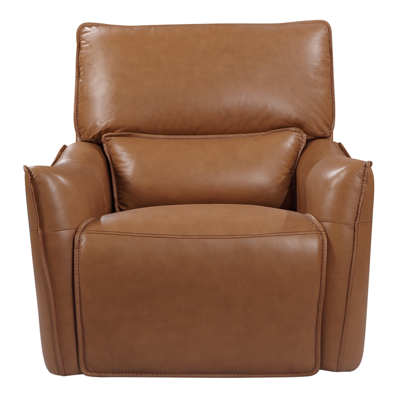 Leather Lusso Carter Modern Genuine Leather Glider Recliner in Desert Brown