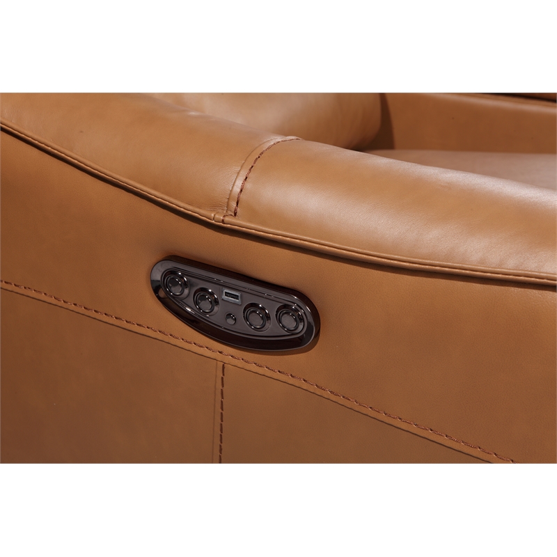Leather Lusso Carter Modern Genuine Leather Glider Recliner in Desert Brown