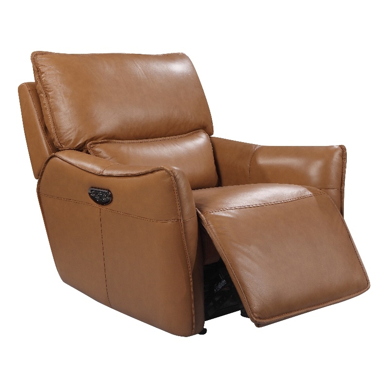 Leather Lusso Carter Modern Genuine Leather Glider Recliner in Desert Brown