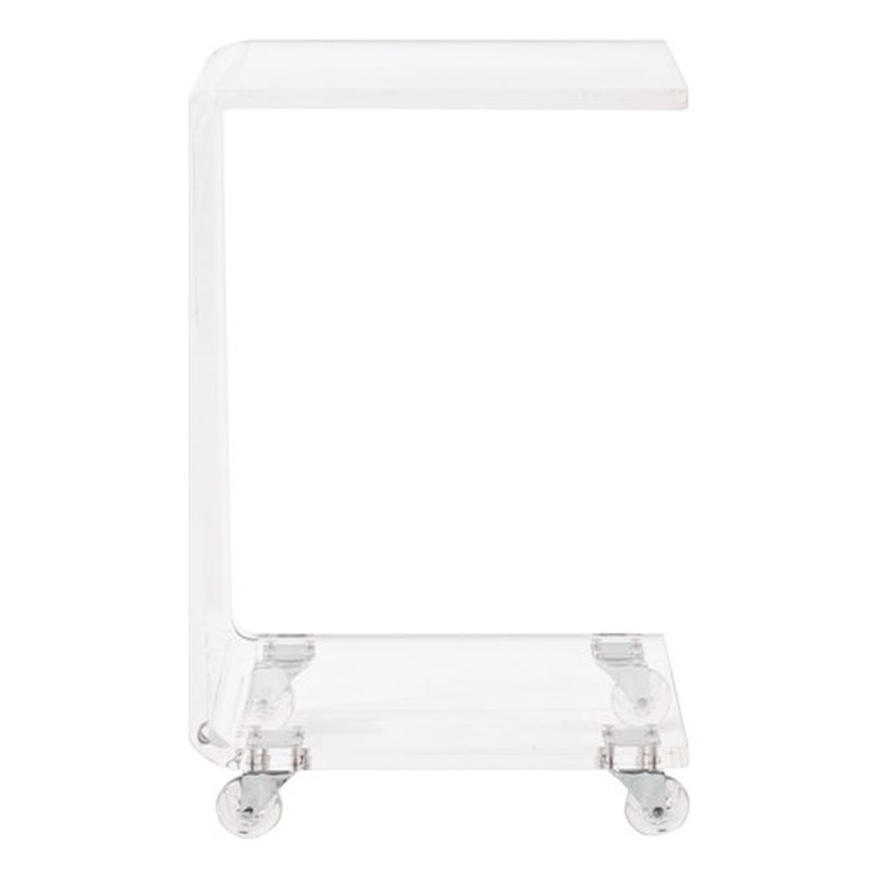 Fox Hill Trading Pure Decor C Shape Lucite and Acrylic Accent Table - Clear