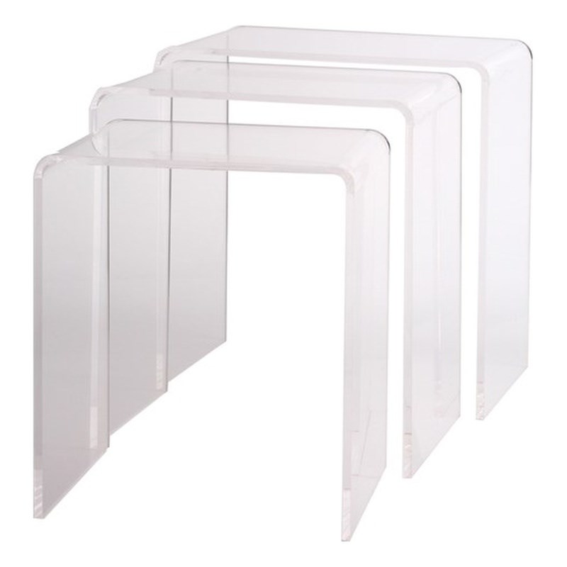 Fox Hill Trading Pure Decor Lucite and Acrylic Nesting Tables - Clear (Set of 3)
