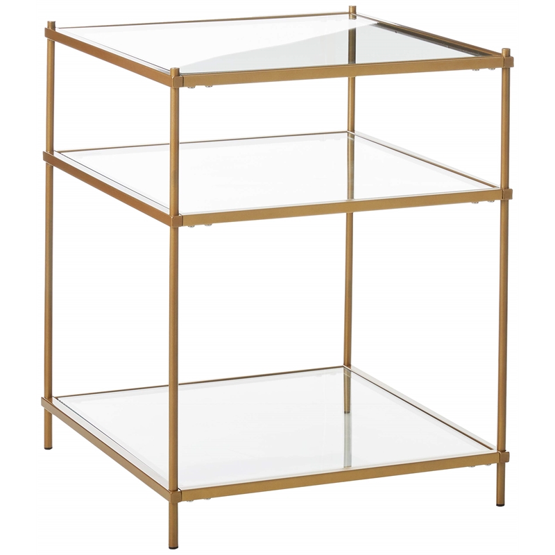 Fox Hill Trading Millenial Glass and Metal End Table in Gold