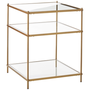 Fox Hill Trading Millenial Glass and Metal End Table in Gold