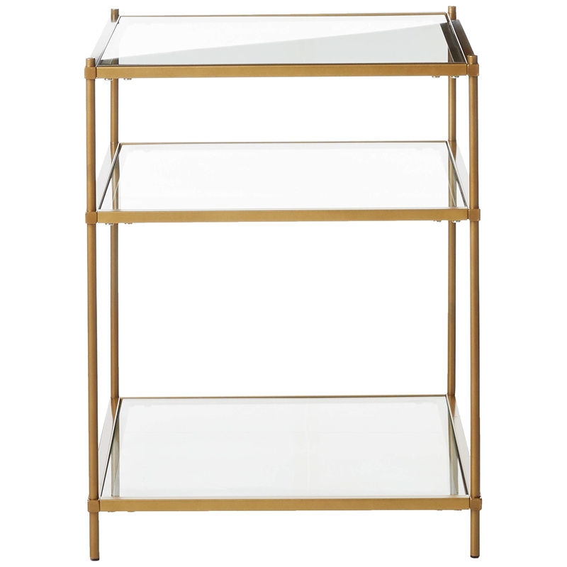 Fox Hill Trading Millenial Glass and Metal End Table in Gold