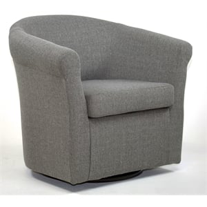 Fox Hill Trading Marlee 19&quotH Polyester Fabric Swivel Club Chair in Gray