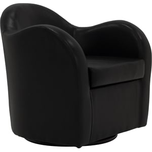 Fox Hill Trading Big Max 19&quotH Rodeo Fabric Swivel Barrel Chair in Black