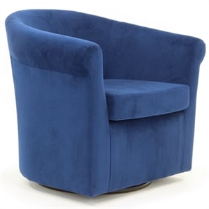 Fox Hill Trading Marlee 19&quotH Polyester Fabric Swivel Club Chair in Blue