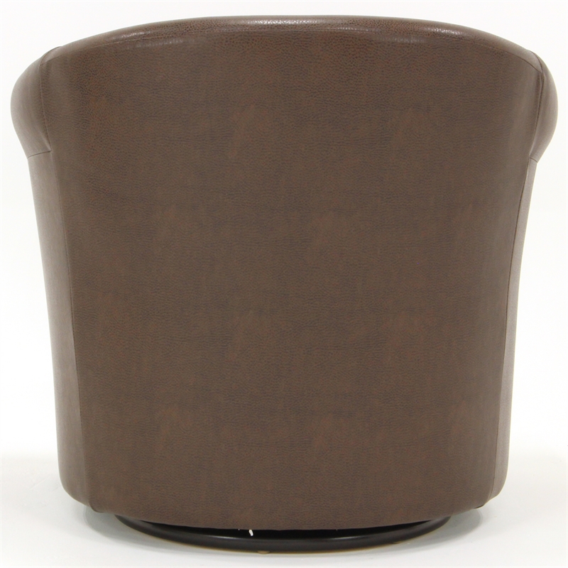 Fox Hill Trading Marlee Traditional Faux Leather Swivel Club Chair in Dark Brown