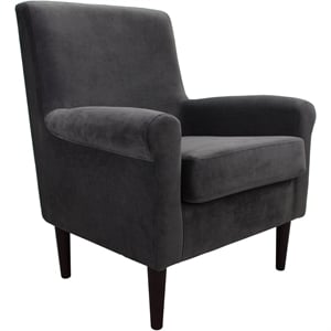 Fox Hill Trading Ellis 17.5&quotH Fabric Rolled Arm Lounge Chair in Dark Gray