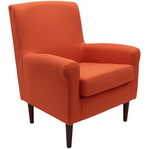 Fox Hill Trading Ellis 17.5&quotH Fabric Rolled Arm Lounge Chair in Orange