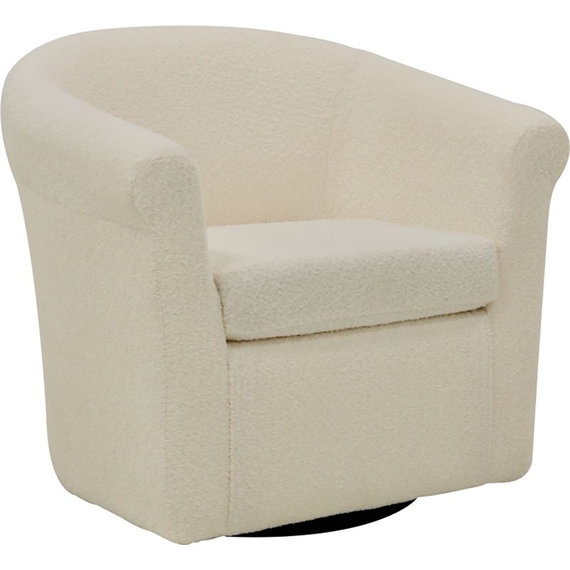 Fox Hill Trading Marlee Traditional Fabric Swivel Club Chair in Ivory