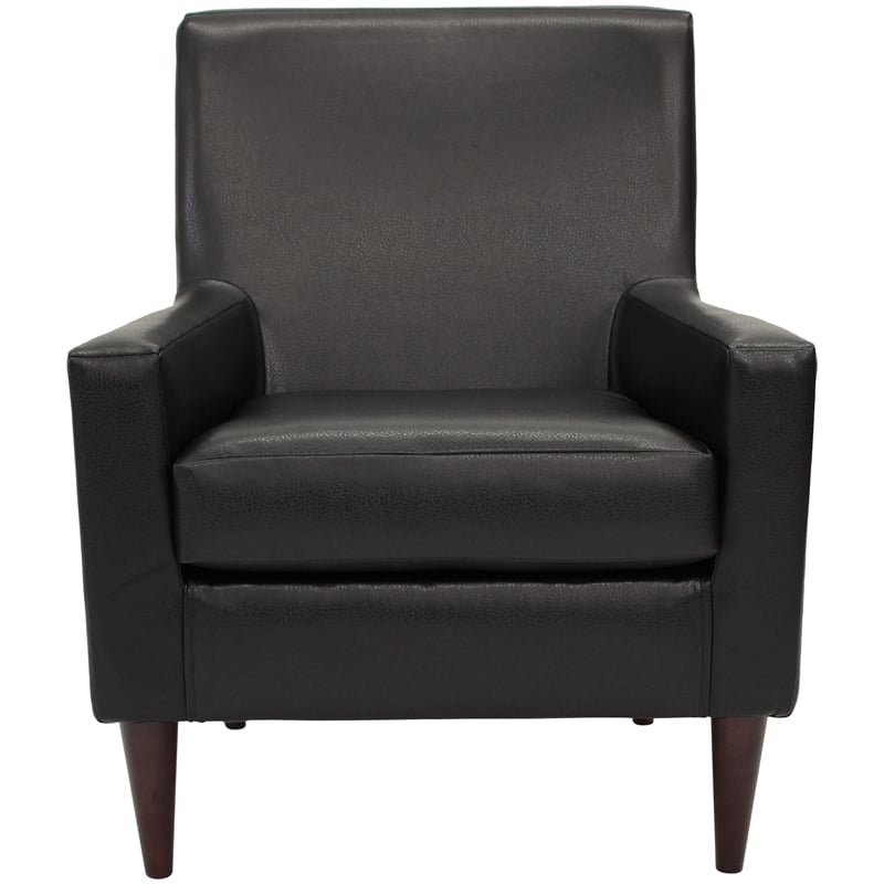 Fox Hill Trading Emma Traditional Faux Leather Arm Chair in Black