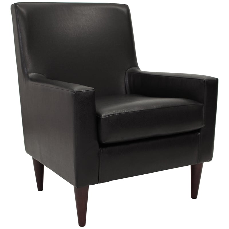 Fox Hill Trading Emma Traditional Faux Leather Arm Chair in Black