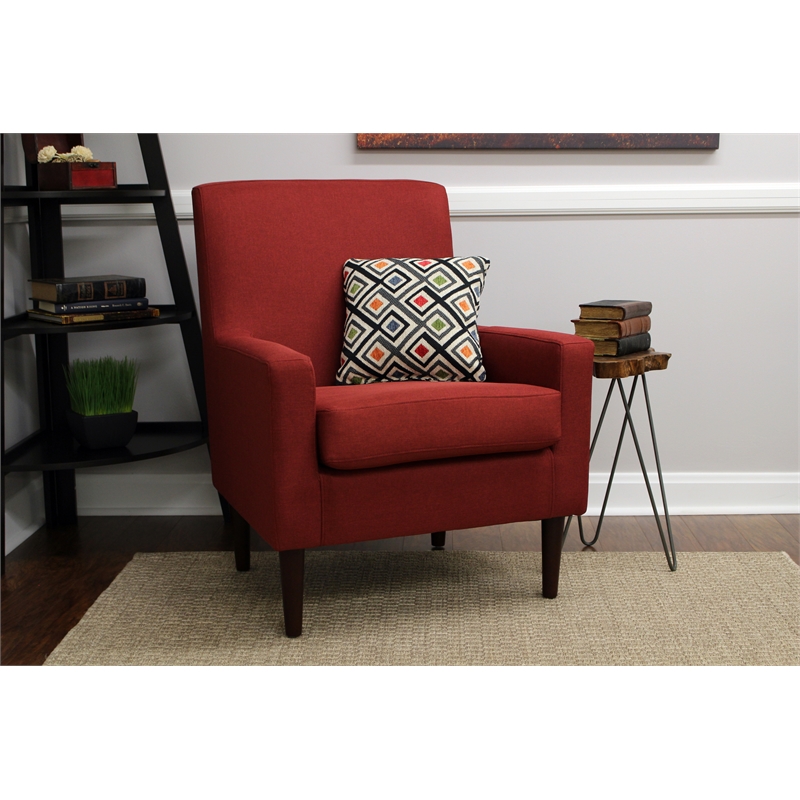 Fox Hill Trading Emma Traditional Fabric Arm Chair in Picante Red