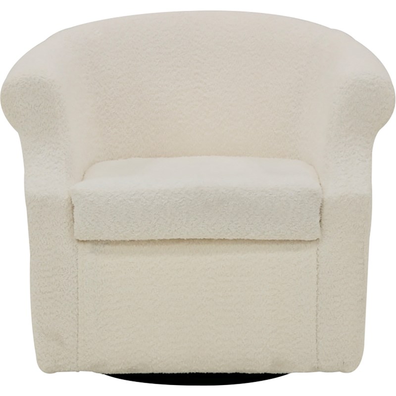 Fox Hill Trading Nikole Traditional Fabric Swivel Barrel Chair in Off White
