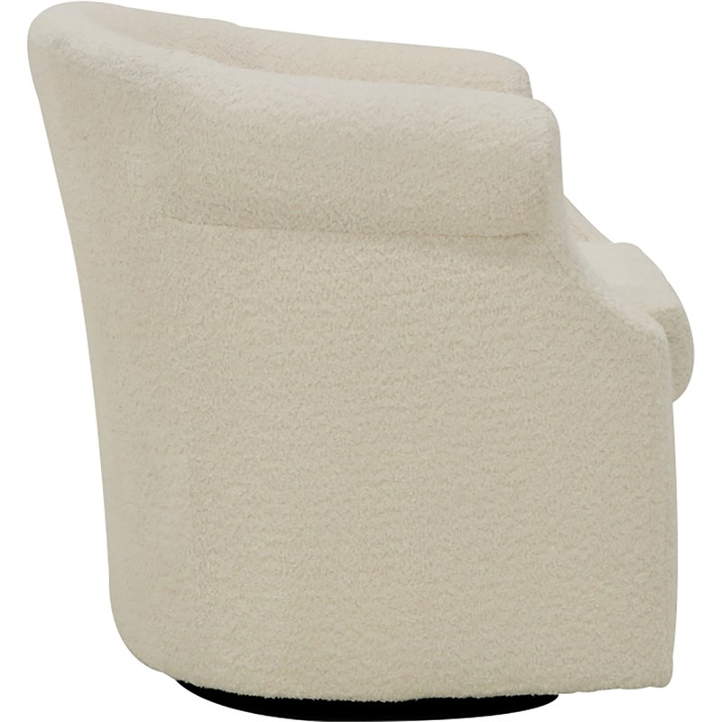 Fox Hill Trading Nikole Traditional Fabric Swivel Barrel Chair in Off White
