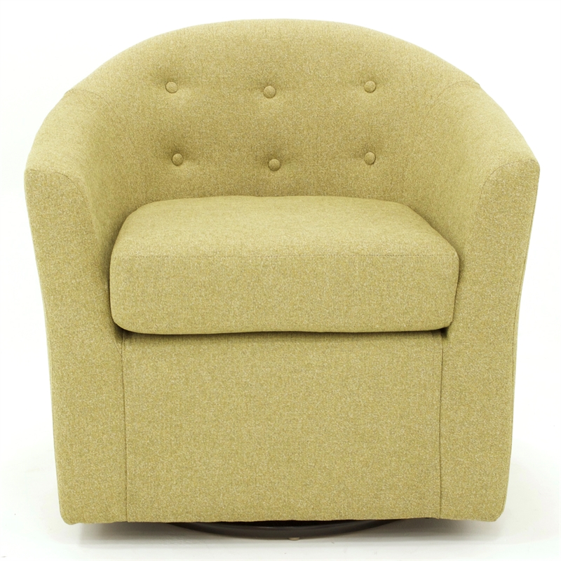 Fox Hill Trading Marissa Traditional Fabric Tufted Swivel Chair in Yellow