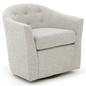 Fox Hill Trading Marissa Traditional Fabric Tufted Swivel Chair in Heather Gray