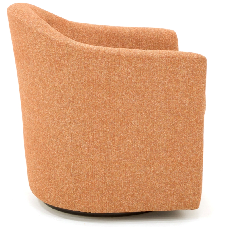 Fox Hill Trading Marissa Traditional Fabric Tufted Swivel Chair in Orange
