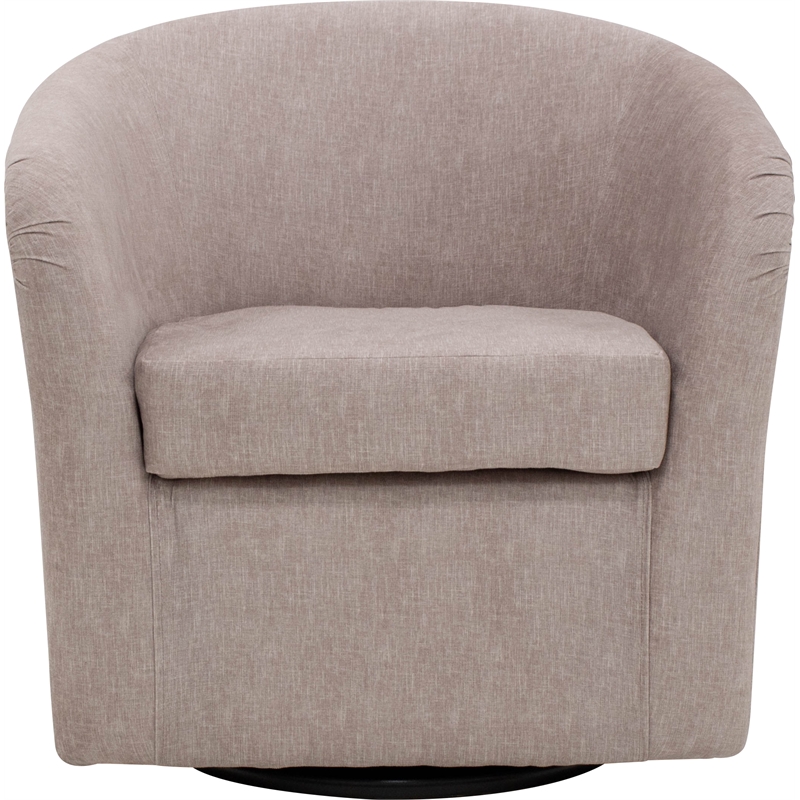 Fox Hill Trading Traditional Fabric Curved Arm Swivel Tub Chair in Pink