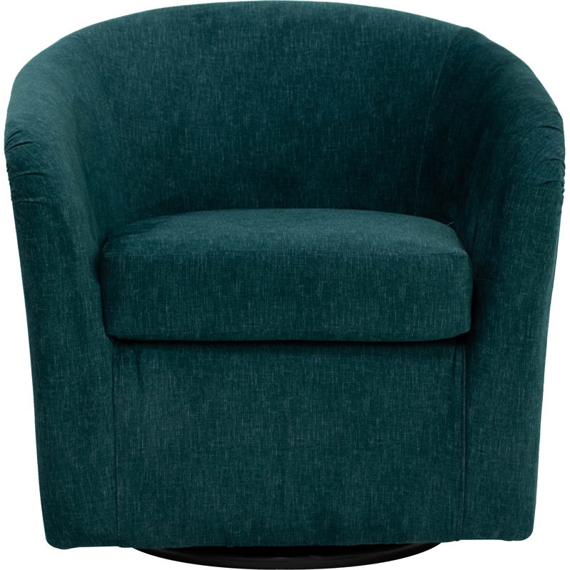 Fox Hill Trading Traditional Fabric Curved Arm Swivel Tub Chair in Hunter Green
