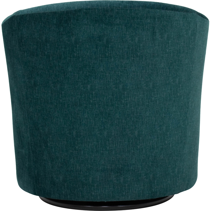 Fox Hill Trading Traditional Fabric Curved Arm Swivel Tub Chair in Hunter Green