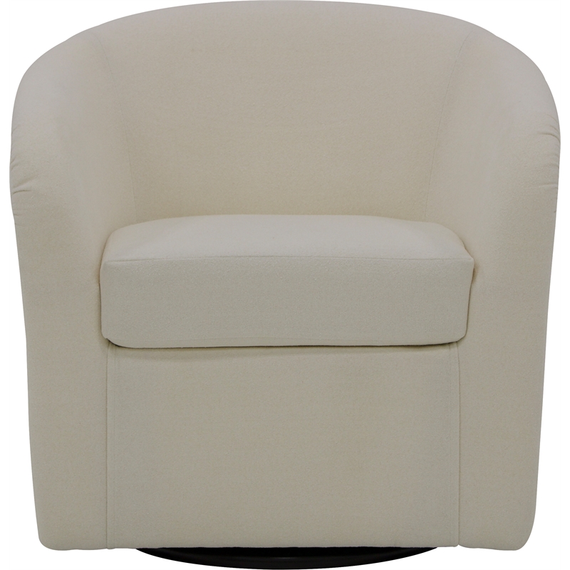 Fox Hill Trading Traditional Fabric Curved Arm Swivel Tub Chair in Cream