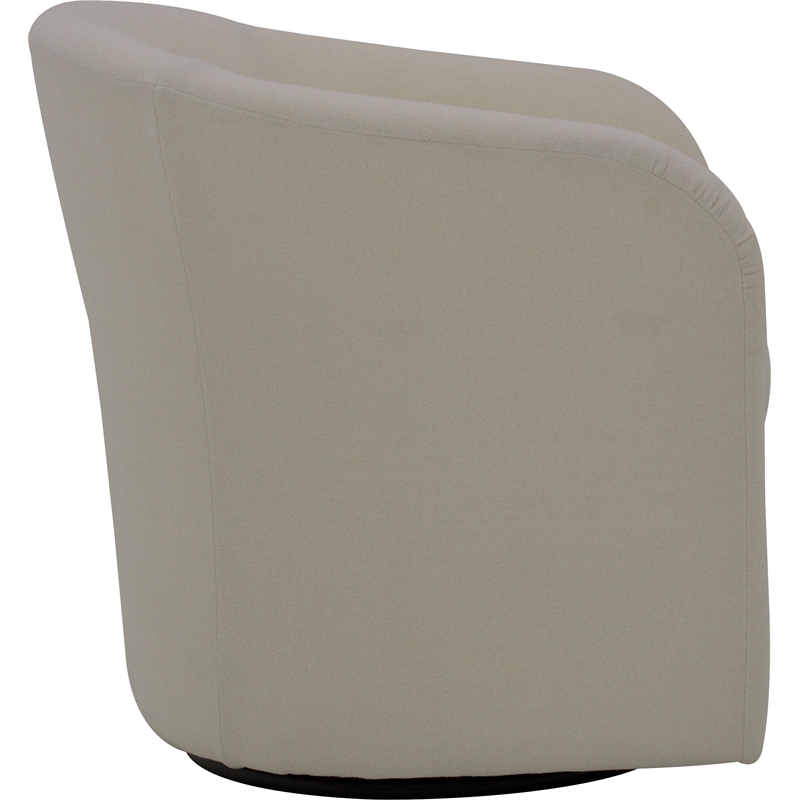Fox Hill Trading Traditional Fabric Curved Arm Swivel Tub Chair in Cream