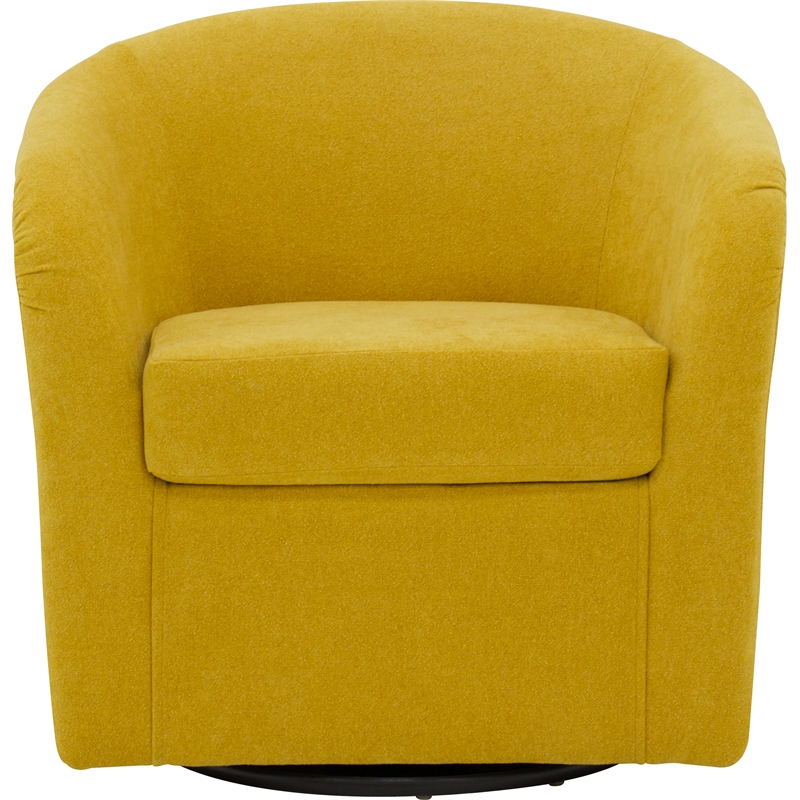 Fox Hill Trading Traditional Fabric Curved Arm Swivel Tub Chair in Yellow