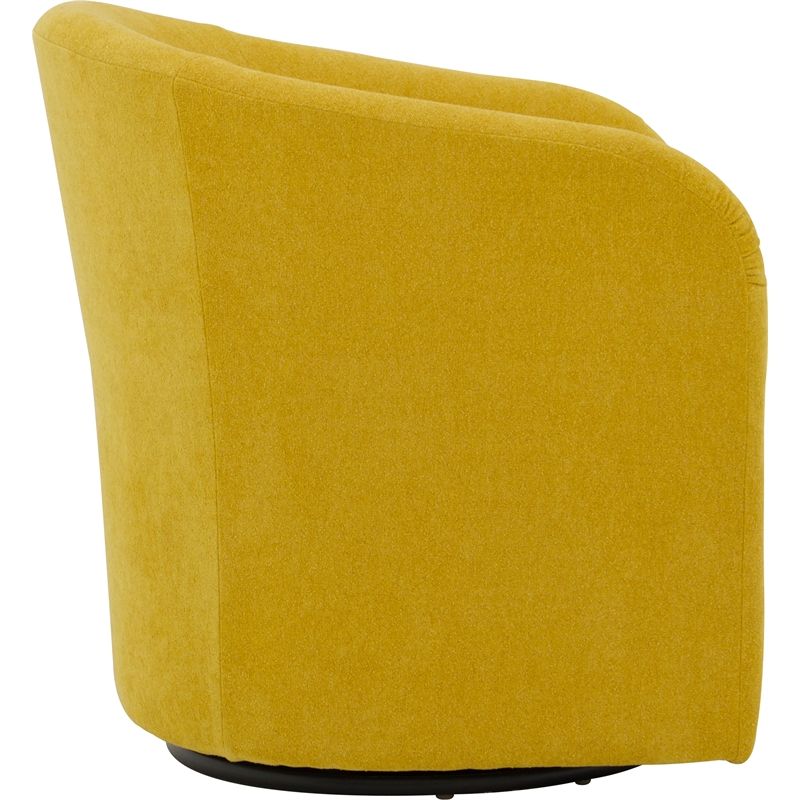 Fox Hill Trading Traditional Fabric Curved Arm Swivel Tub Chair in Yellow