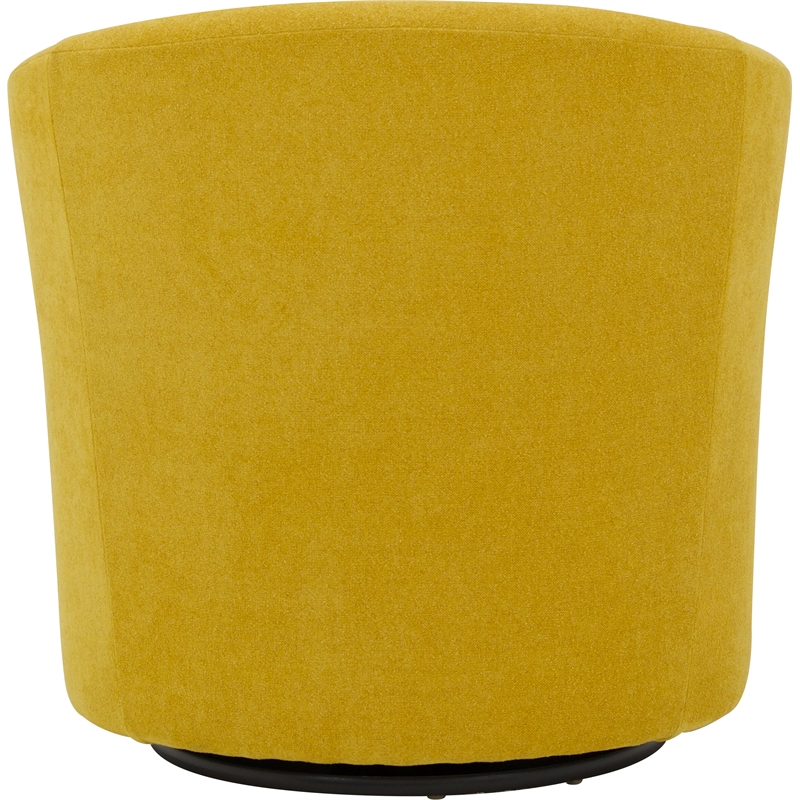 Fox Hill Trading Traditional Fabric Curved Arm Swivel Tub Chair in Yellow