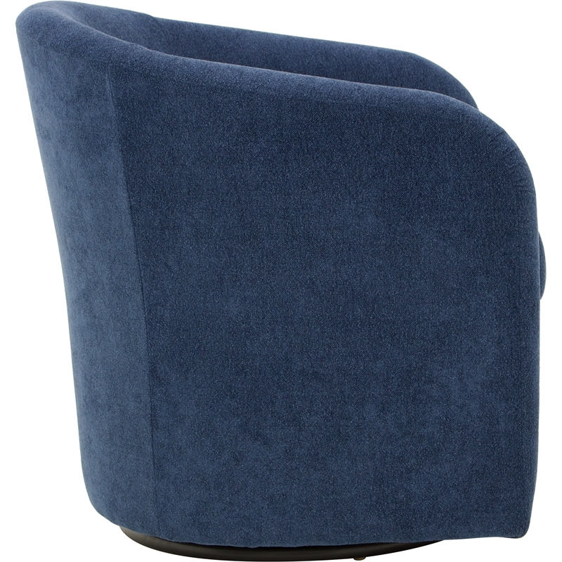 Fox Hill Trading Traditional Fabric Curved Arm Swivel Tub Chair in Navy Blue