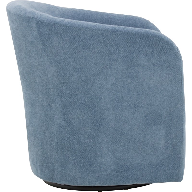 Fox Hill Trading Traditional Fabric Curved Arm Swivel Tub Chair in Light Blue