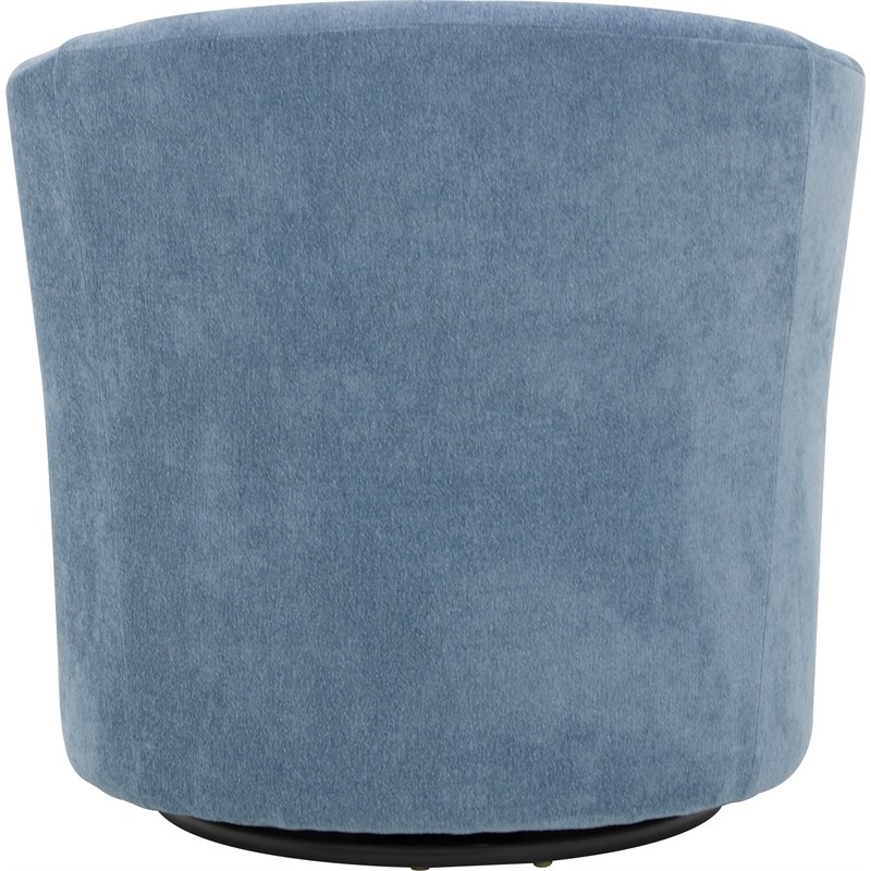 Fox Hill Trading Traditional Fabric Curved Arm Swivel Tub Chair in Light Blue