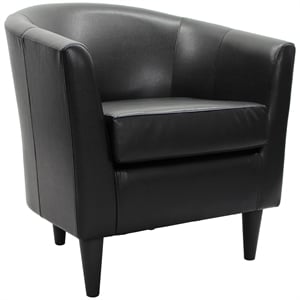 Fox Hill Trading Windsor 17.5&quot Traditional Faux Leather Club Chair in Black