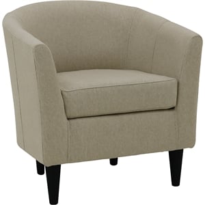 Fox Hill Trading Windsor 17.5&quot Polyester Fabric Club Chair in Taupe Brown