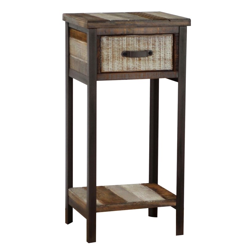 Gallerie Decor Soho Coastal Solid Wood/Iron Accent Table in Beige