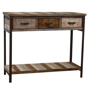 Gallerie Decor Soho Transitional Solid Wood/Iron Console Table in Beige