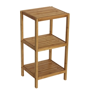 Gallerie Decor Natural Spa 3-Shelf Transitional Bamboo Tower in Natural