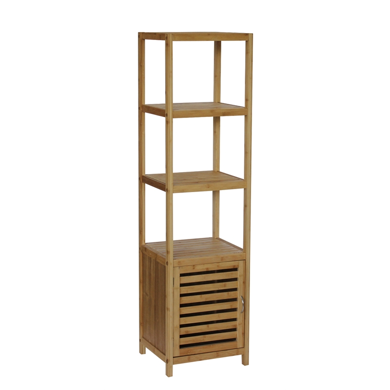 Gallerie Decor Natural Spa 5-Shelf Transitional Bamboo Cabinet in Natural