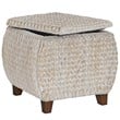 Gallerie Decor Bali Breeze Round Wood Storage Ottoman in Whitewashed