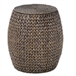 Gallerie Decor Bali Breeze Tall Transitional Wood Drum Accent Table in Silver