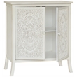 Gallerie Decor Antiqued Carved Transitional Wood Cabinet in White