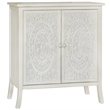 Gallerie Decor Antiqued Carved Transitional Wood Cabinet in White