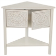 Gallerie Decor Antiqued Carved Transitional Wood Corner Table in White