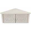 Gallerie Decor Antiqued Carved Transitional Wood Corner Table in White