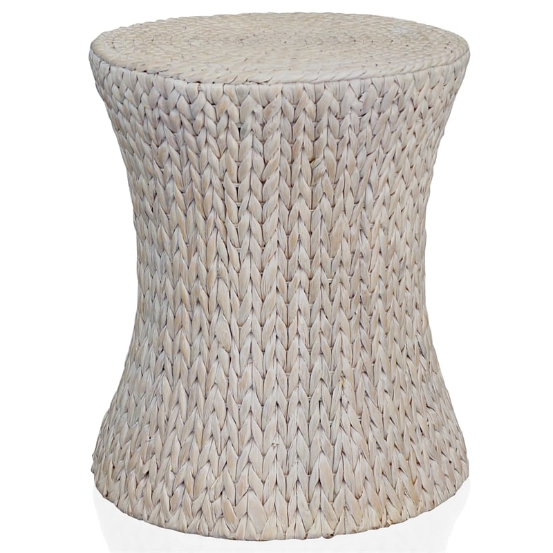 Gallerie Decor Bali Breeze Transitional Wood Accent Table in Whitewashed