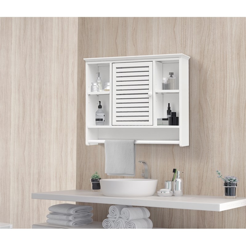 Gallerie Decor Natural Spa Transitional Bamboo Compartment Wall Shelf in White