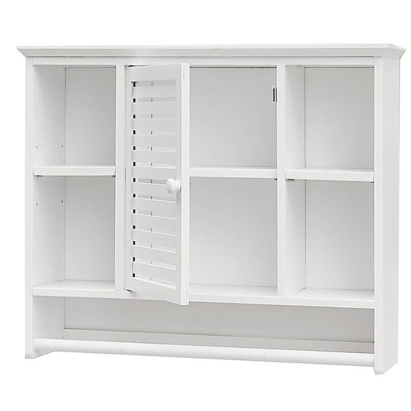 Gallerie Decor Natural Spa Transitional Bamboo Compartment Wall Shelf in White